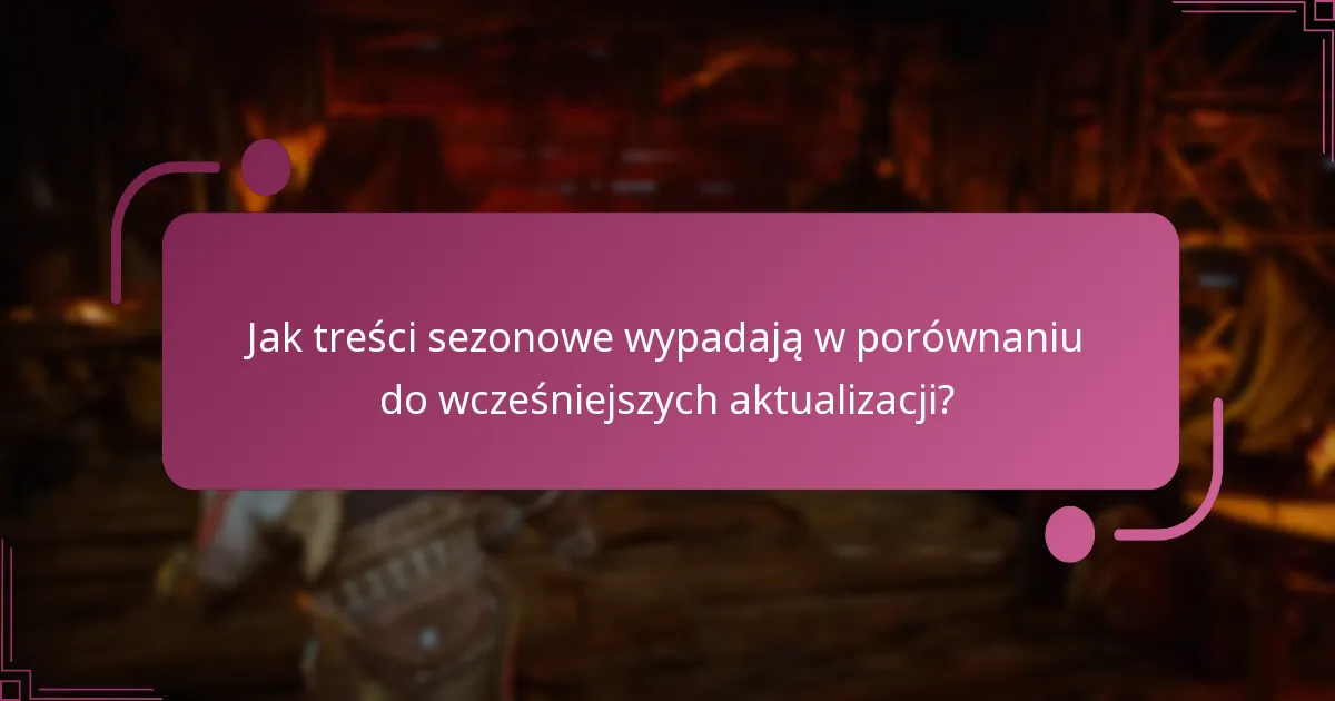 Jak treści sezonowe wypadają w porównaniu do wcześniejszych aktualizacji?
